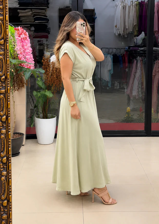 Premium Rayon Maxi Dress for Women | Elegant Belted Casual Dress