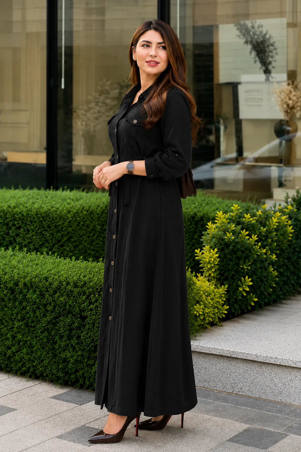 Women's Rayon Maxi Dress with Waist Belt | Casual & Office Wear