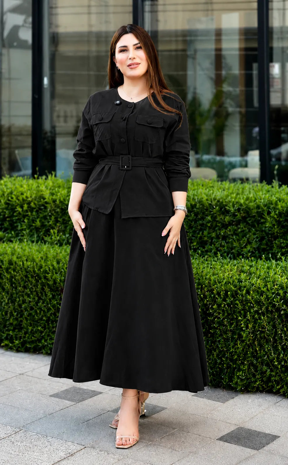 New Women's Premium Rayon Co-Ord Set | Button-Down Top & Flared Skirt