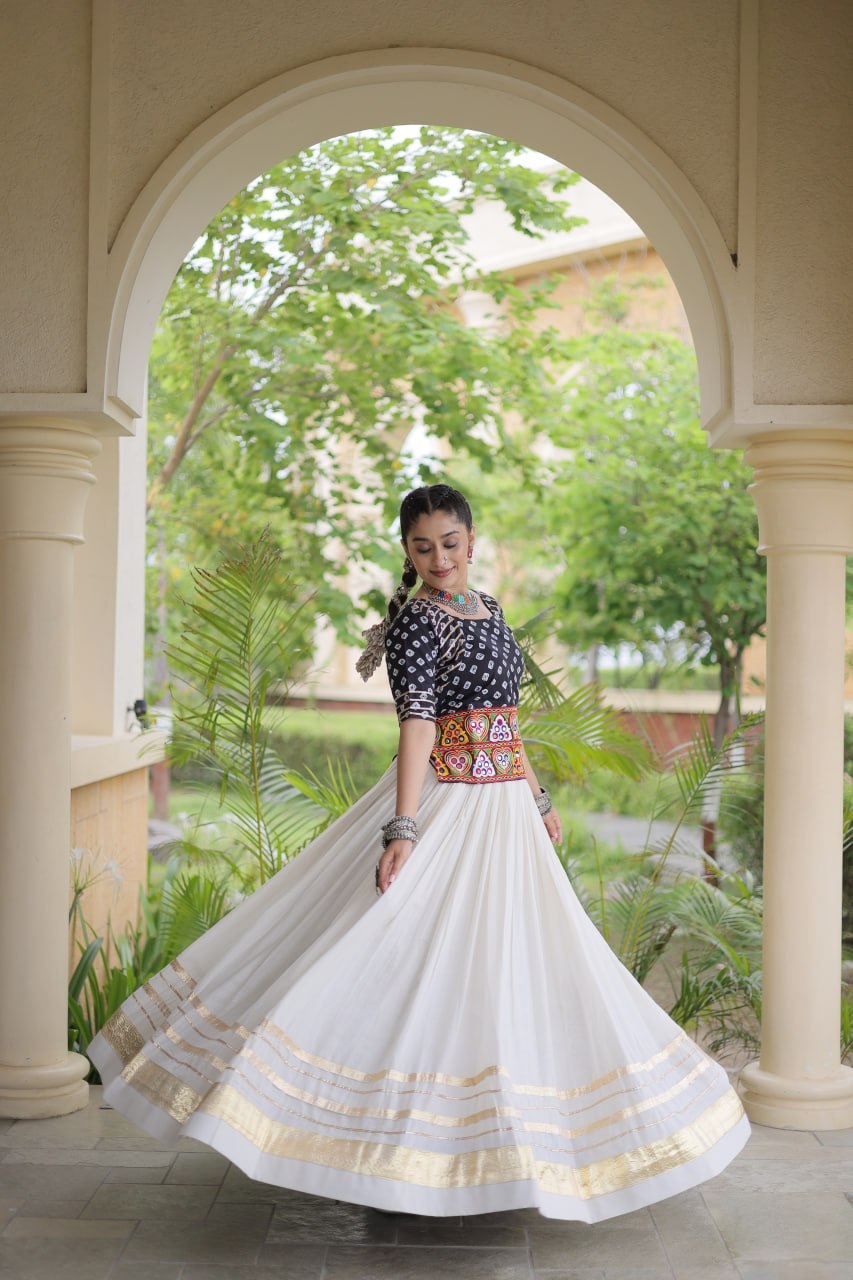 Premium Cora Cotton Navratri Lehenga Choli with Gota Patti & Gamthi Work