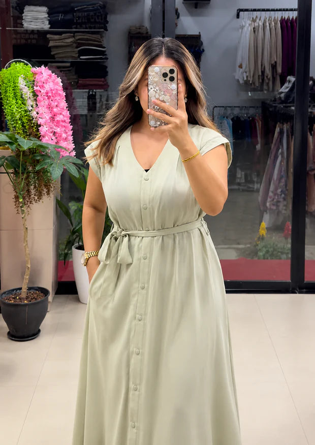 Premium Rayon Maxi Dress for Women | Elegant Belted Casual Dress