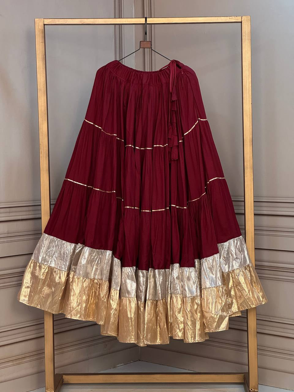 Premium Rayon Navratri Lehenga with Lampi Lace & Standard Frill Stitching