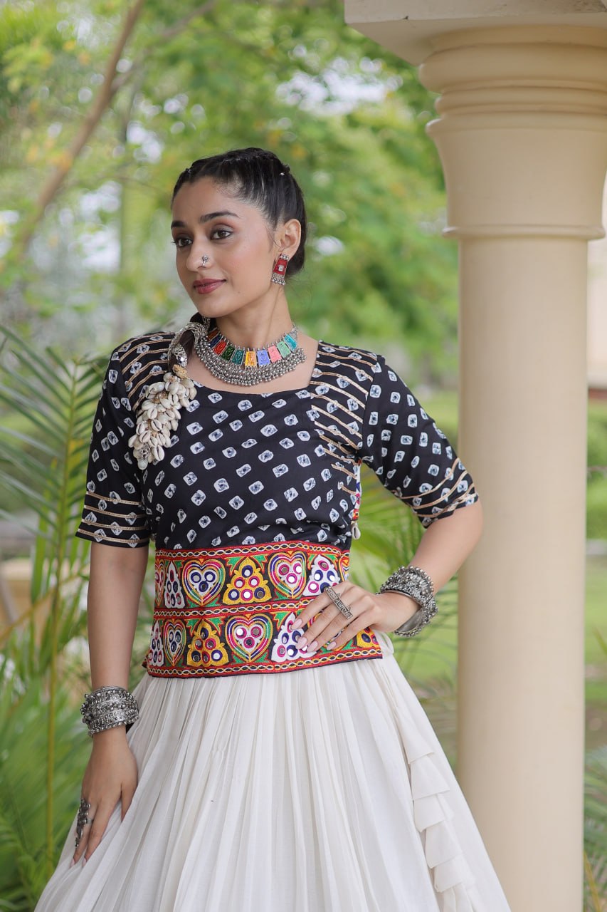 Premium Cora Cotton Navratri Lehenga Choli with Gota Patti & Gamthi Work