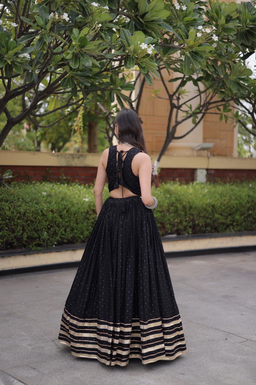 Reyon Navratri Lehenga Choli with Mukesh & Gamthi Mirror Work