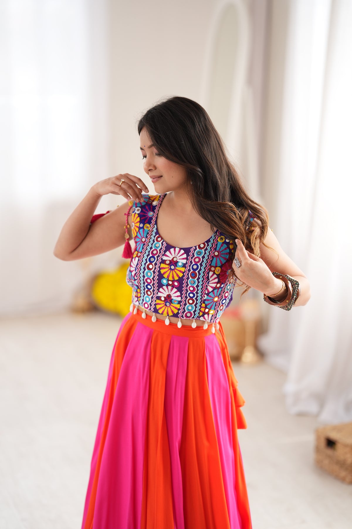 Premium Heavy Rayon Lehenga Choli with Gota Patti, Lace & Mirror Work