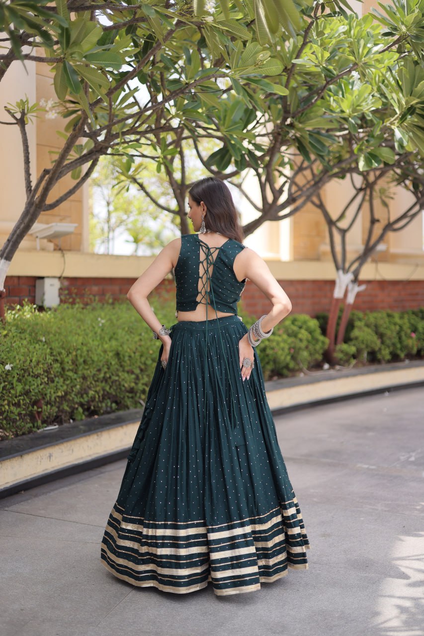 Reyon Navratri Lehenga Choli with Mukesh & Gamthi Mirror Work