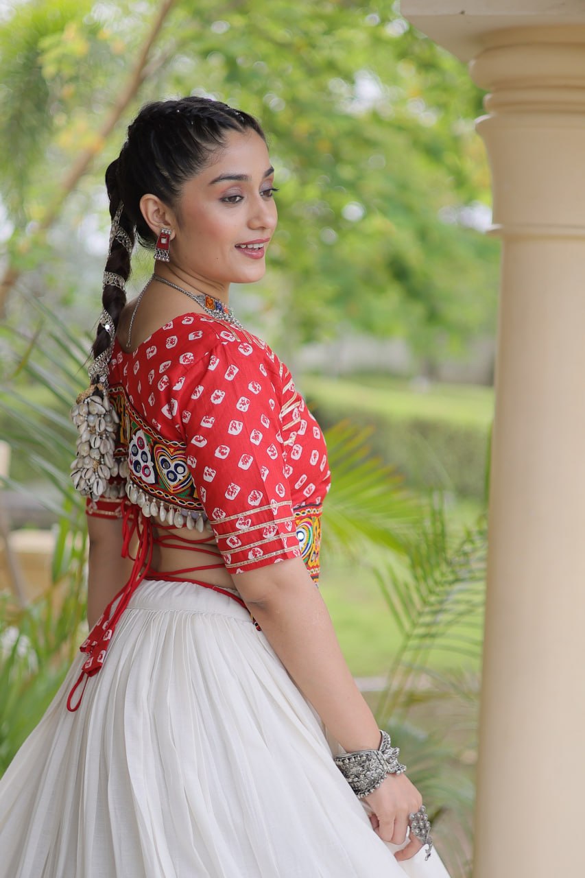 Premium Cora Cotton Navratri Lehenga Choli with Gota Patti & Gamthi Work