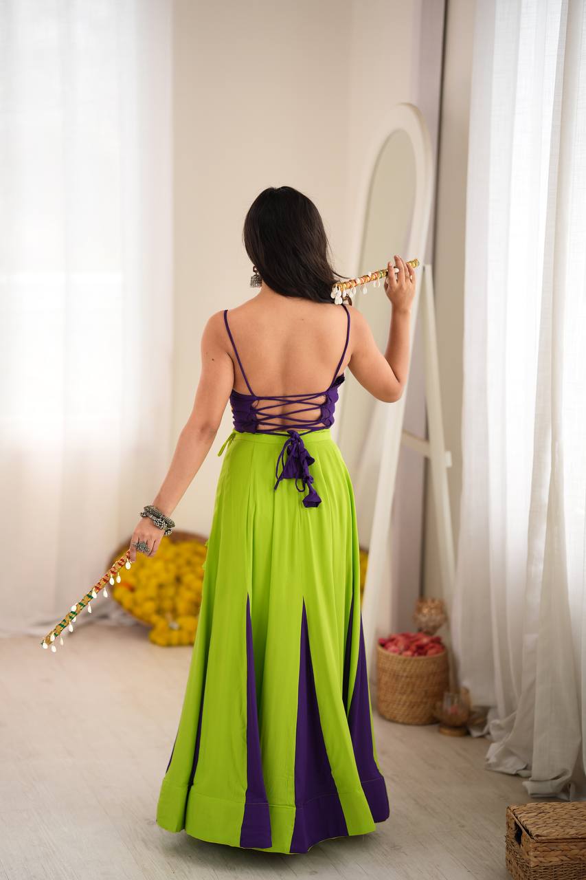 Premium Heavy Rayon Lehenga Choli with Gota Patti, Lace & Mirror Work