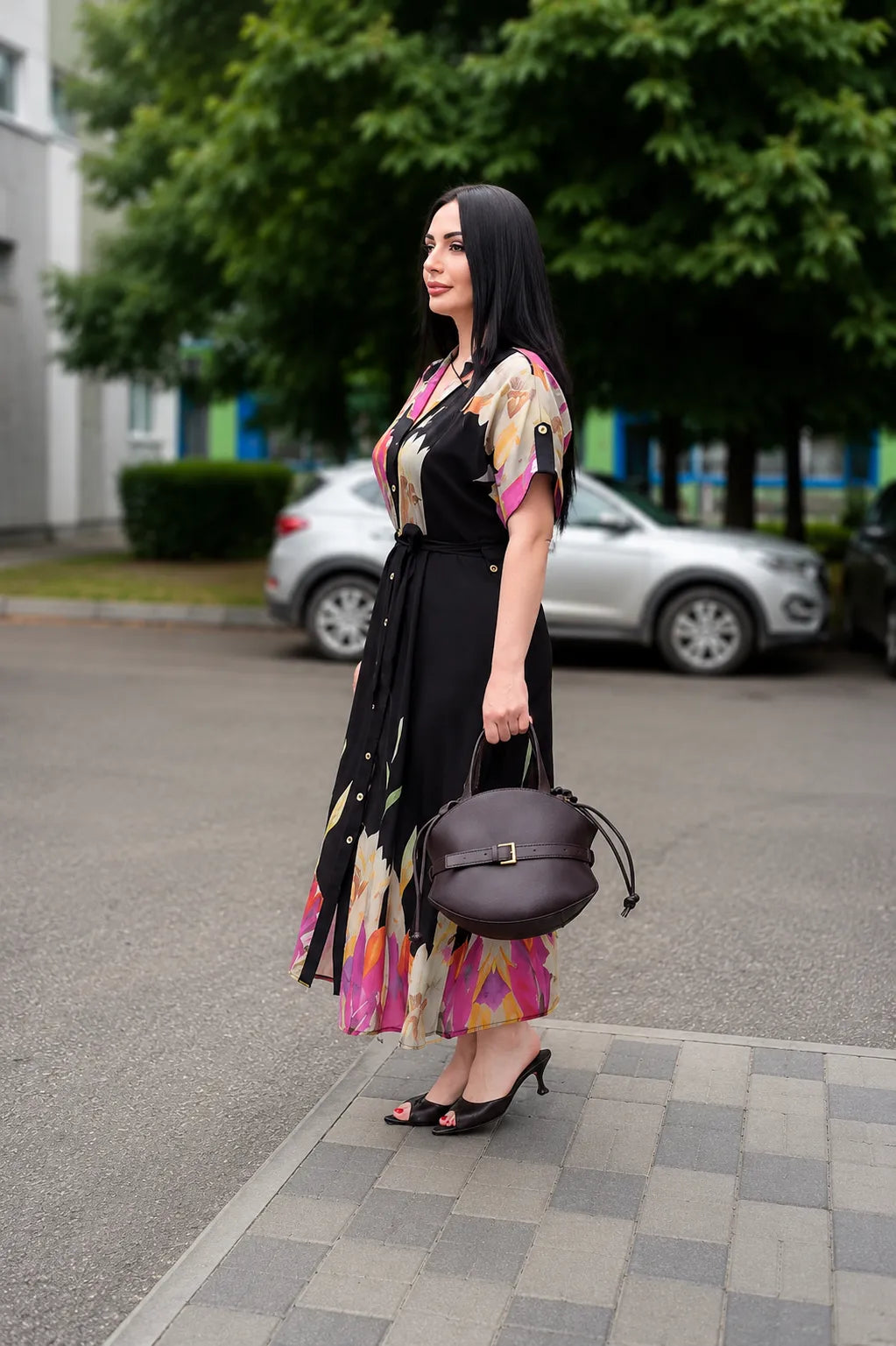 Flora Luxe Imported Rayon Maxi Dress | Urban Mosaic Abstract Print