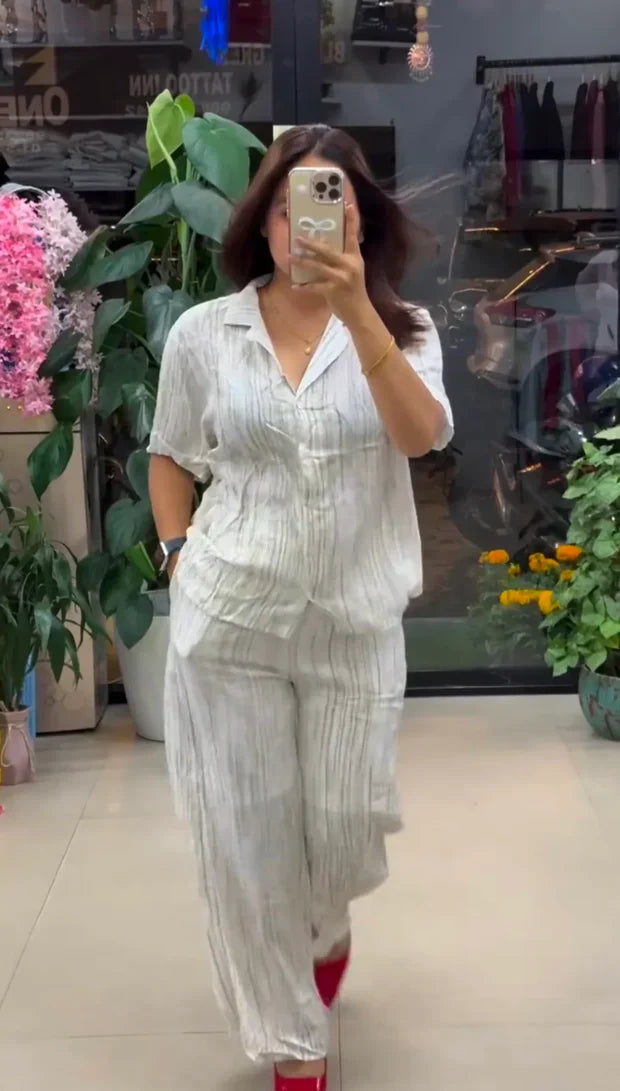White Pure Linen Co-Ord Set for Women | Premium Casual & Office Wear Set