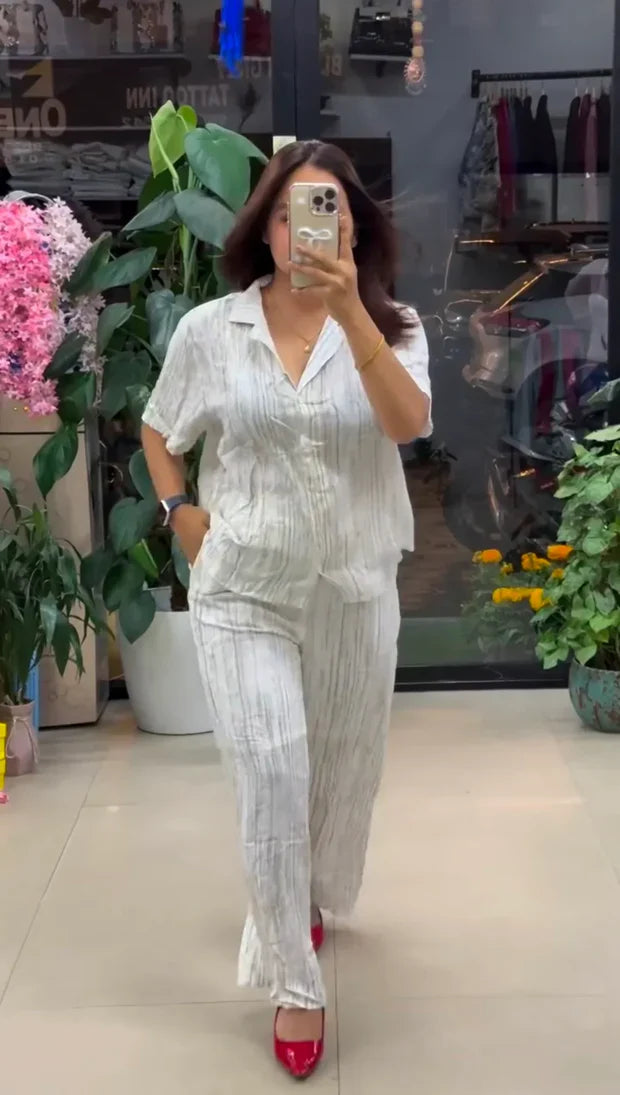 White Pure Linen Co-Ord Set for Women | Premium Casual & Office Wear Set