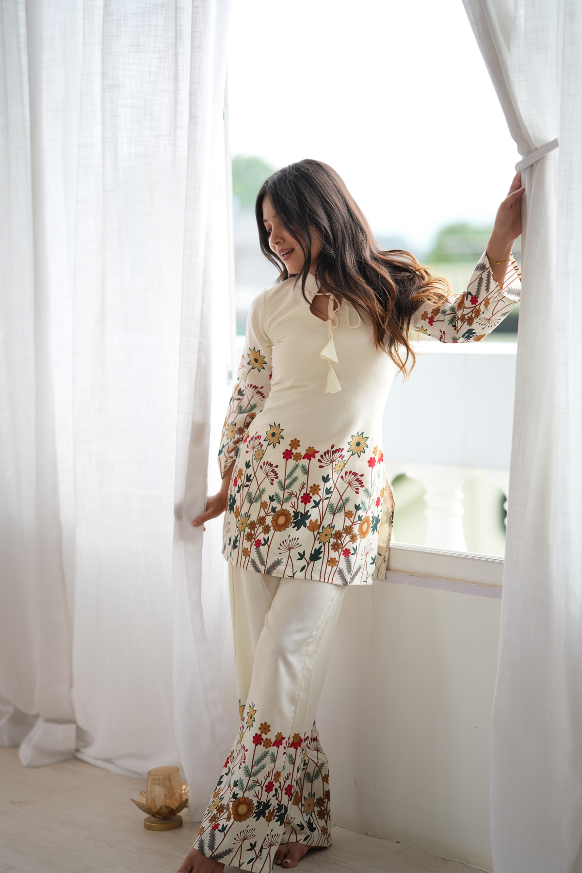 Premium Magic Slub Cotton Floral Printed Kurta Pant Set