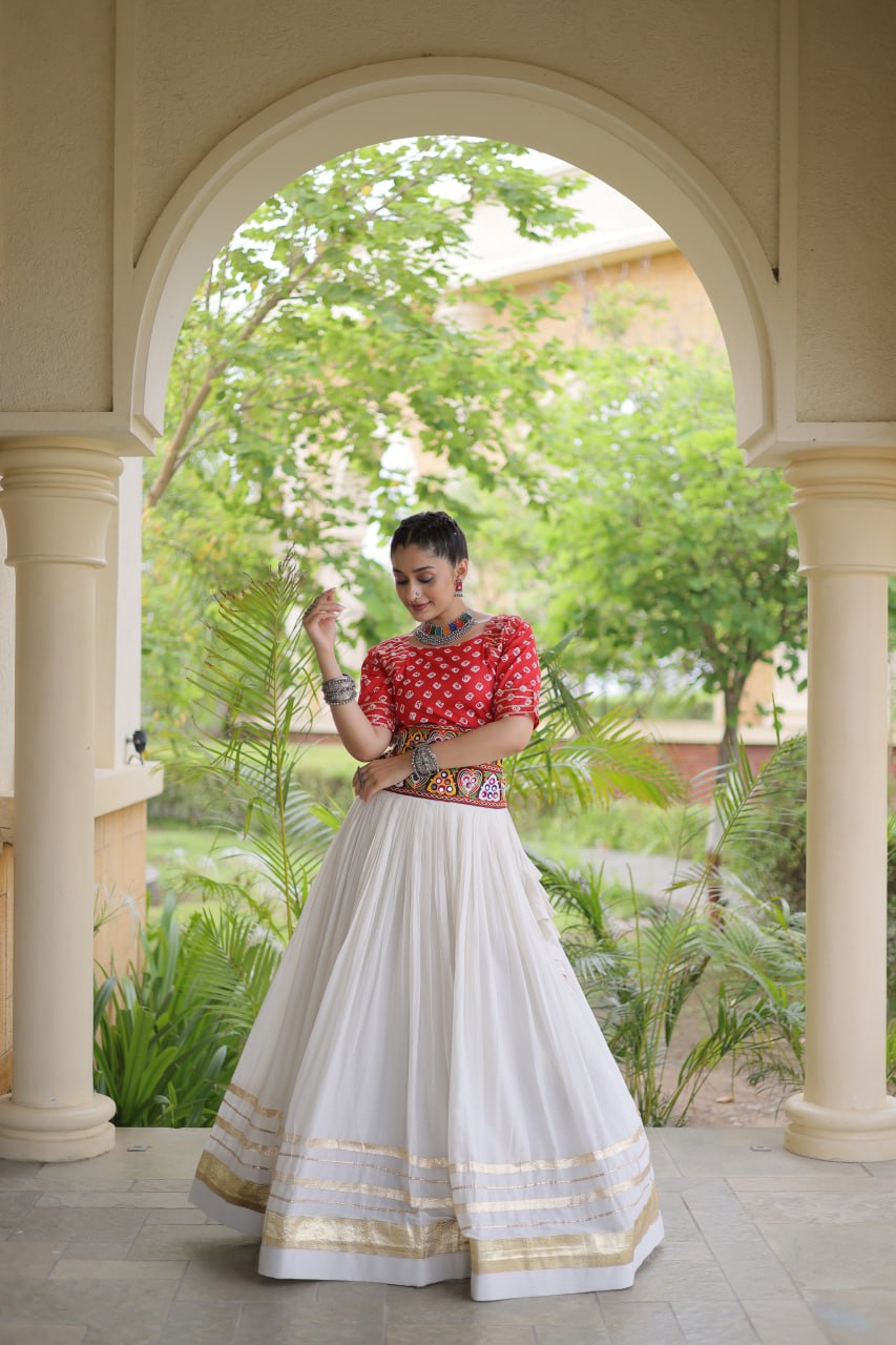 Premium Cora Cotton Navratri Lehenga Choli with Gota Patti & Gamthi Work