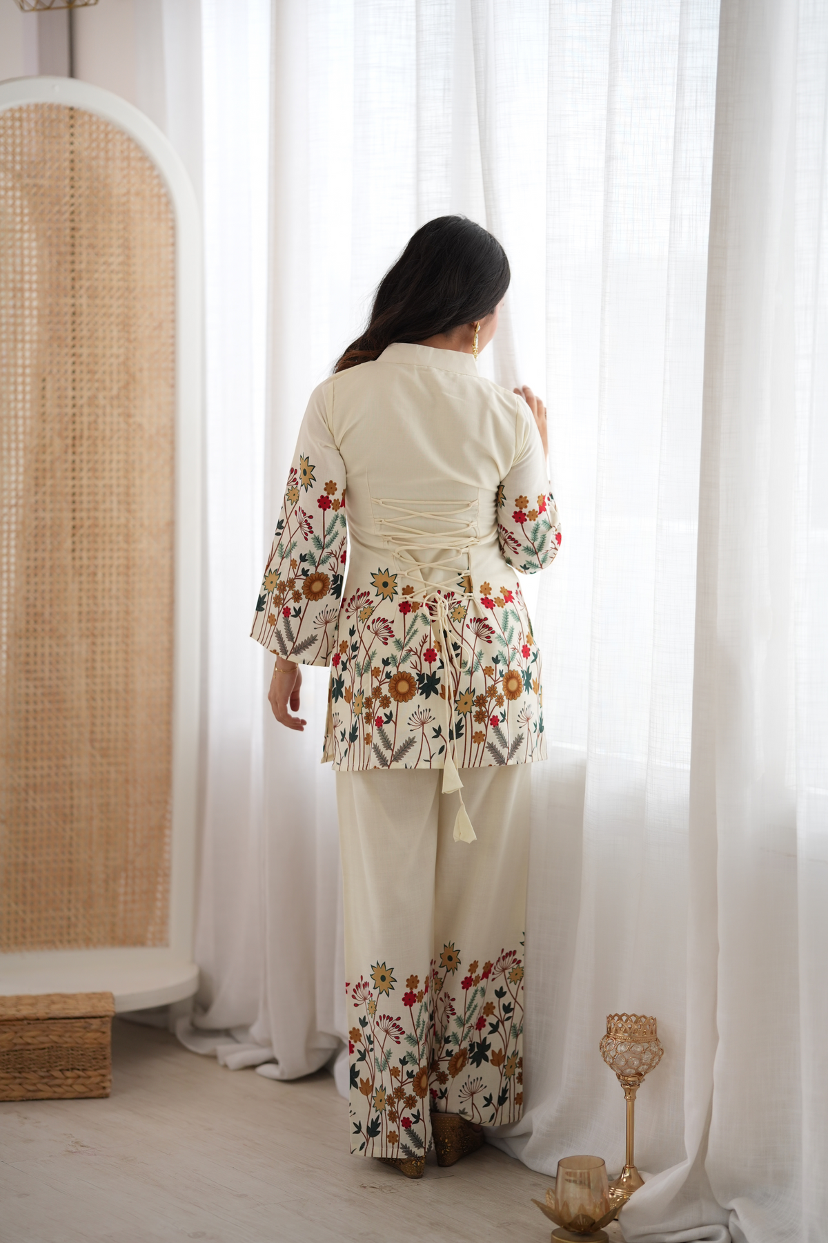 Premium Magic Slub Cotton Floral Printed Kurta Pant Set