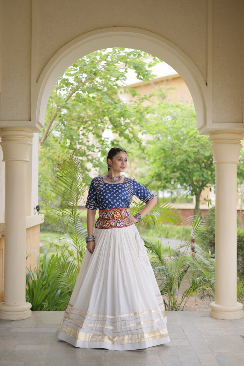 Premium Cora Cotton Navratri Lehenga Choli with Gota Patti & Gamthi Work