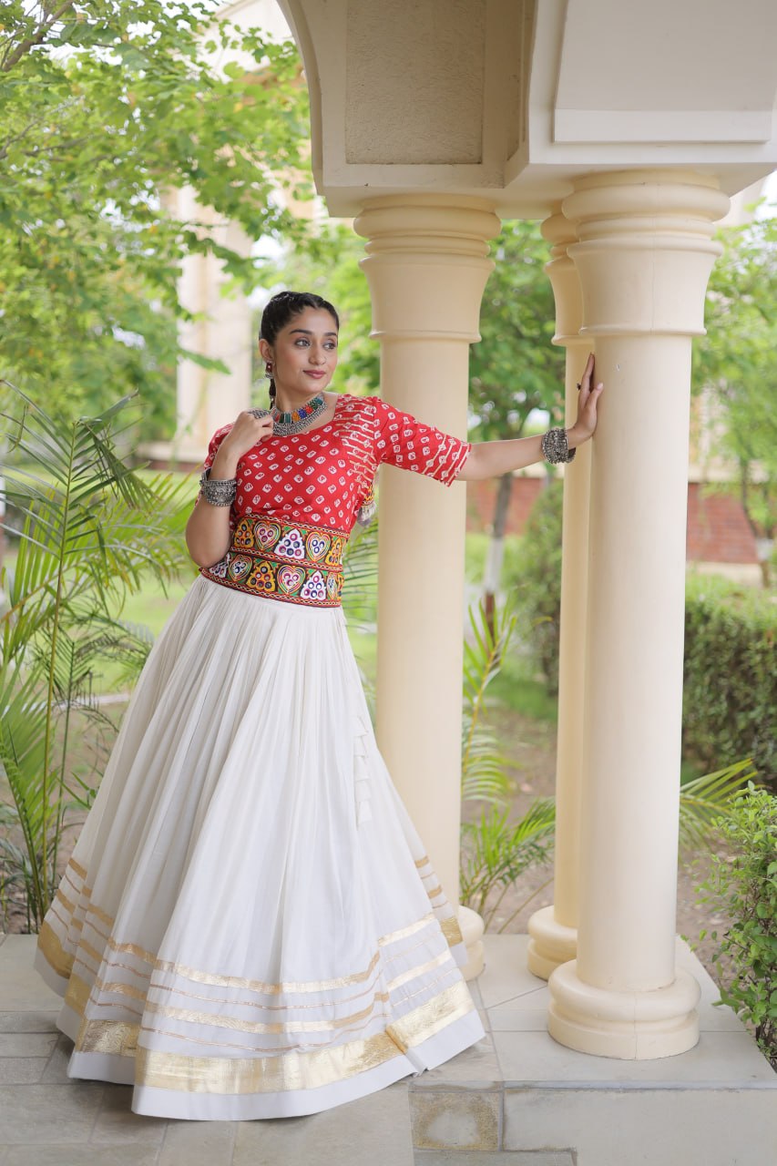 Premium Cora Cotton Navratri Lehenga Choli with Gota Patti & Gamthi Work