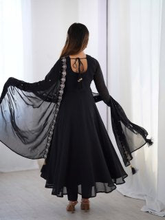 Premium Fox Georgette Anarkali Suit with Beads, Jari Work, 6.5 Meter Flair & Embellished Dupatta