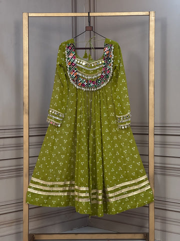 Premium Faux Georgette Navratri Kurti with Bandhani Print &amp; Kutchi Patchwork