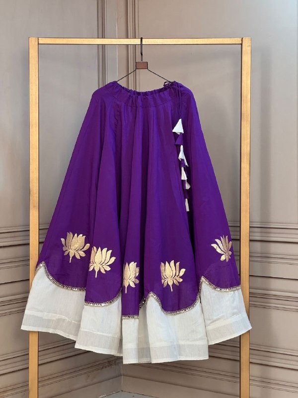 Premium Roman Fabric Navratri Lehenga with Lotus Gota & Mirror Lace Work | ByRavina-7172