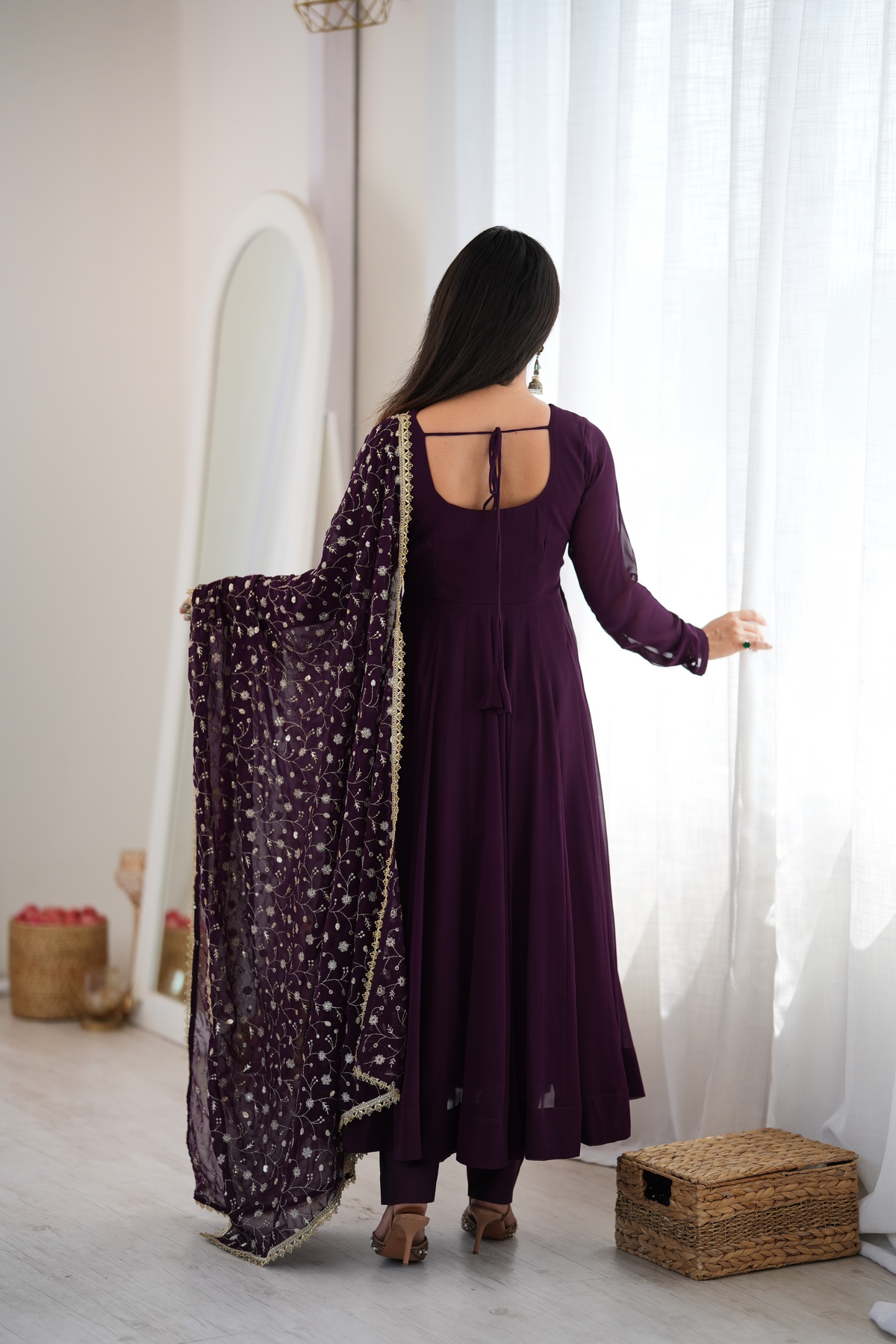 Premium Fox Georgette Blooming Anarkali Suit with Embroidery, Sequin & Jari Work