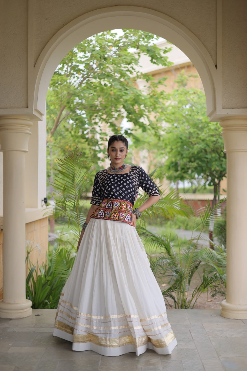Premium Cora Cotton Navratri Lehenga Choli with Gota Patti & Gamthi Work