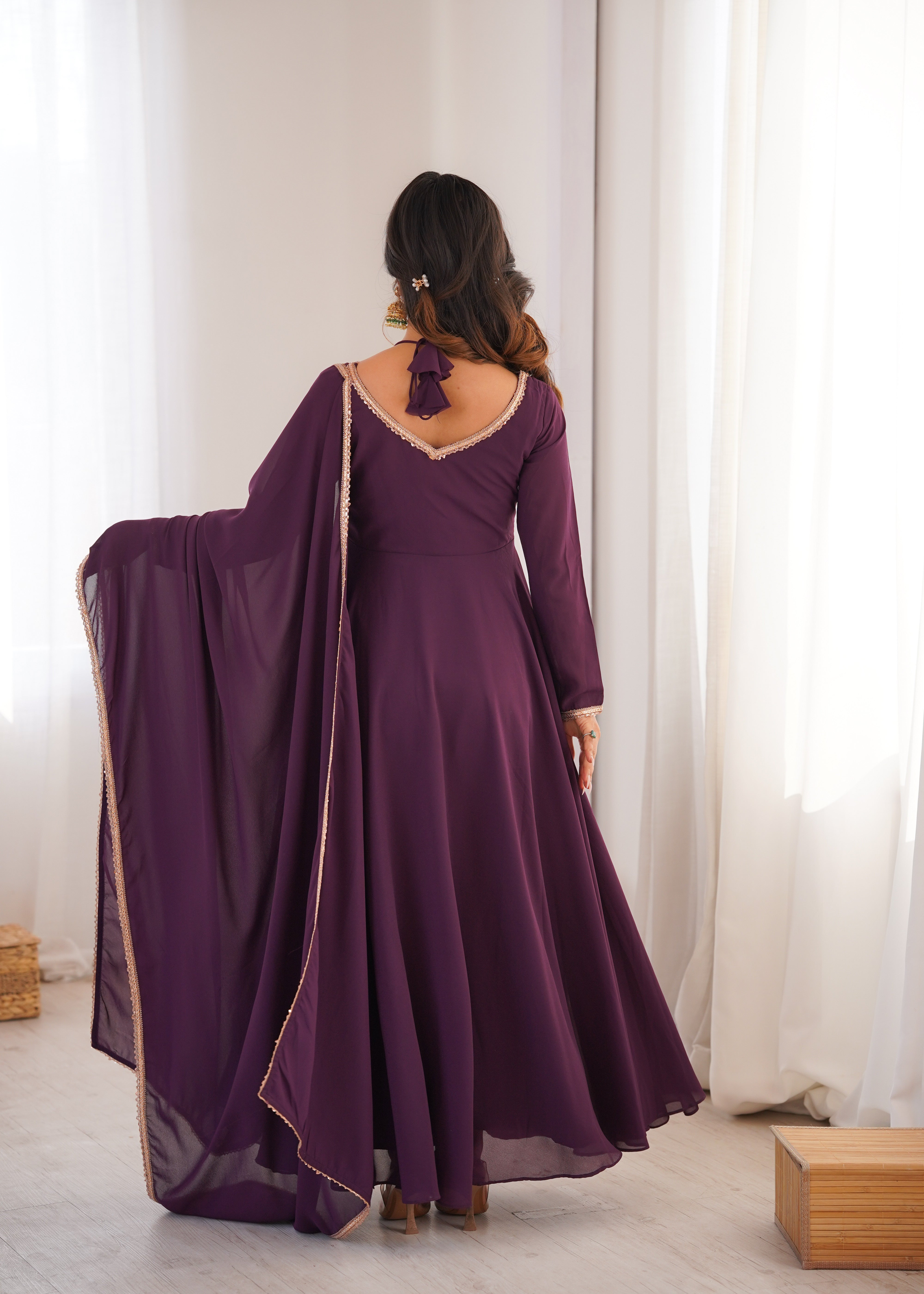 Premium Fox Blooming Georgette 7 Meter Flared Anarkali Gown Set