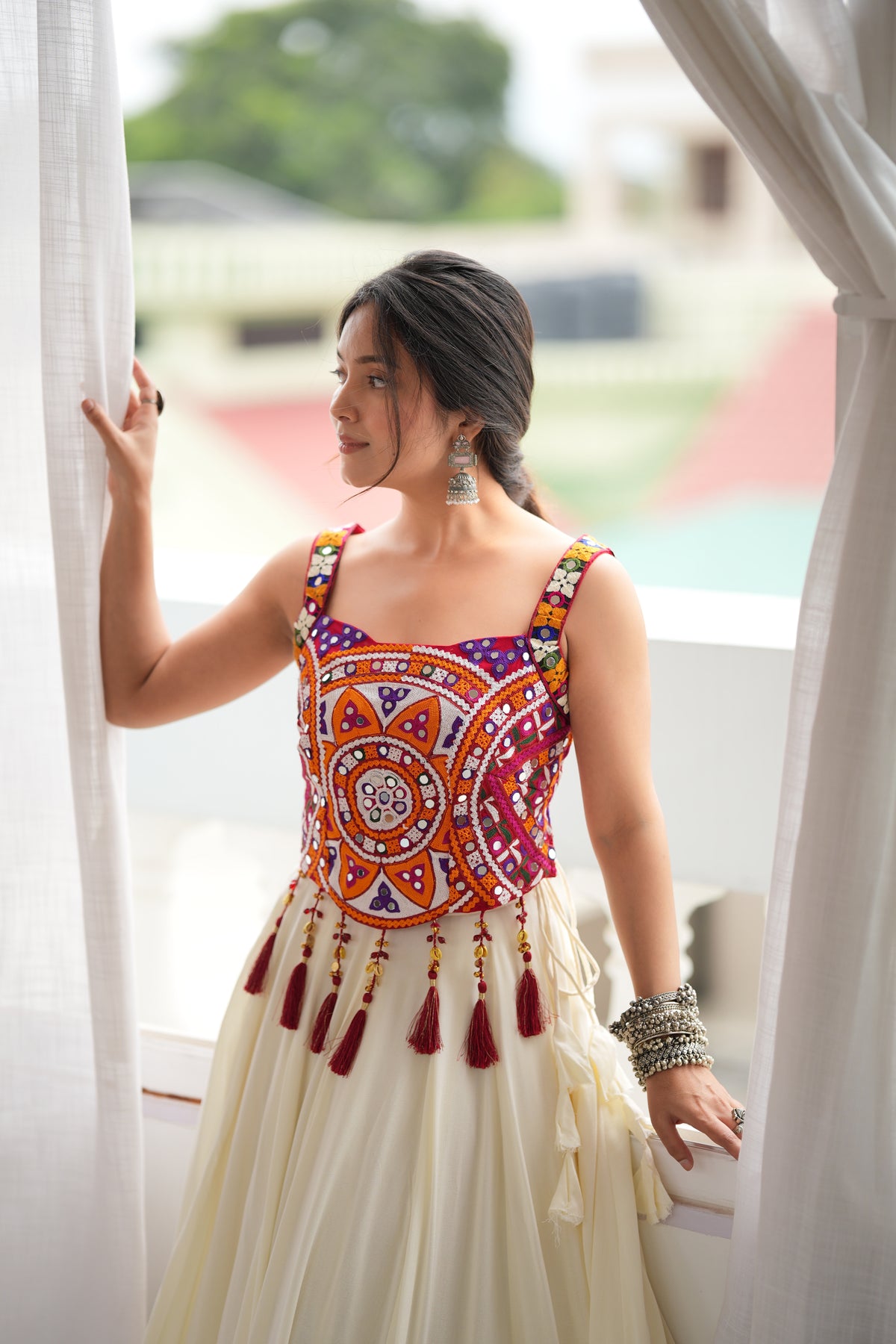 Premium Heavy Rayon Lehenga Choli with Fancy Lagdi Patta Lace & Real Mirror Work