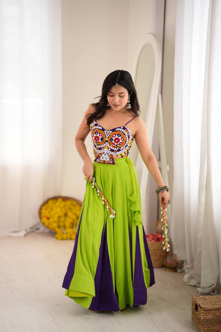Premium Heavy Rayon Lehenga Choli with Gota Patti, Lace & Mirror Work