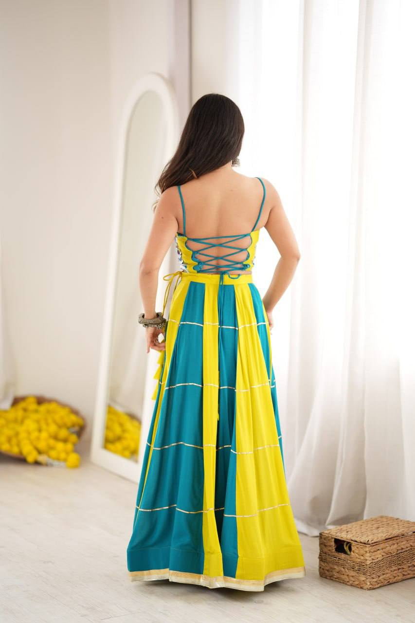 Premium Heavy Rayon Lehenga Choli with Gota Patti, Lace & Mirror Work