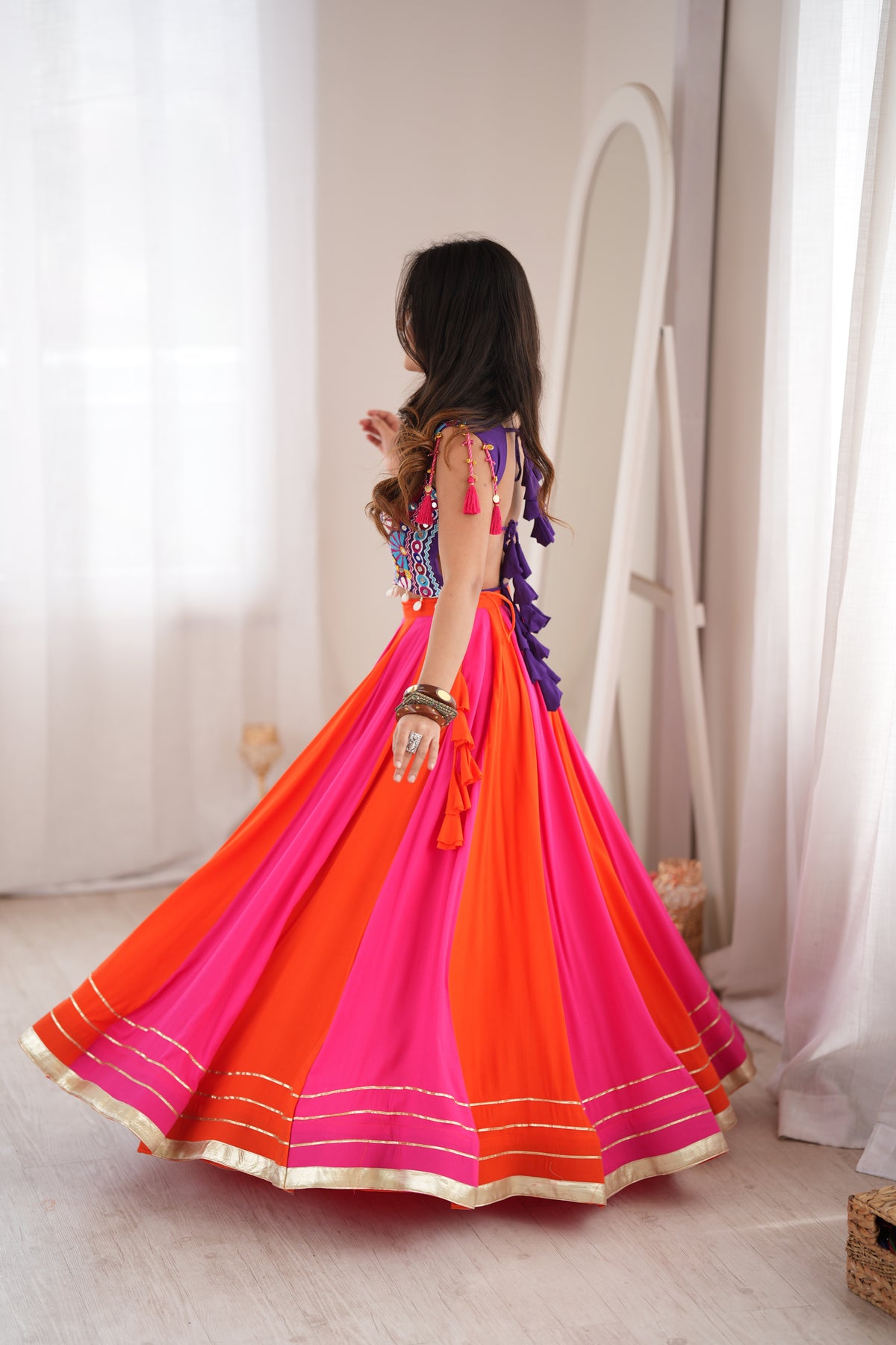 Premium Heavy Rayon Lehenga Choli with Gota Patti, Lace & Mirror Work