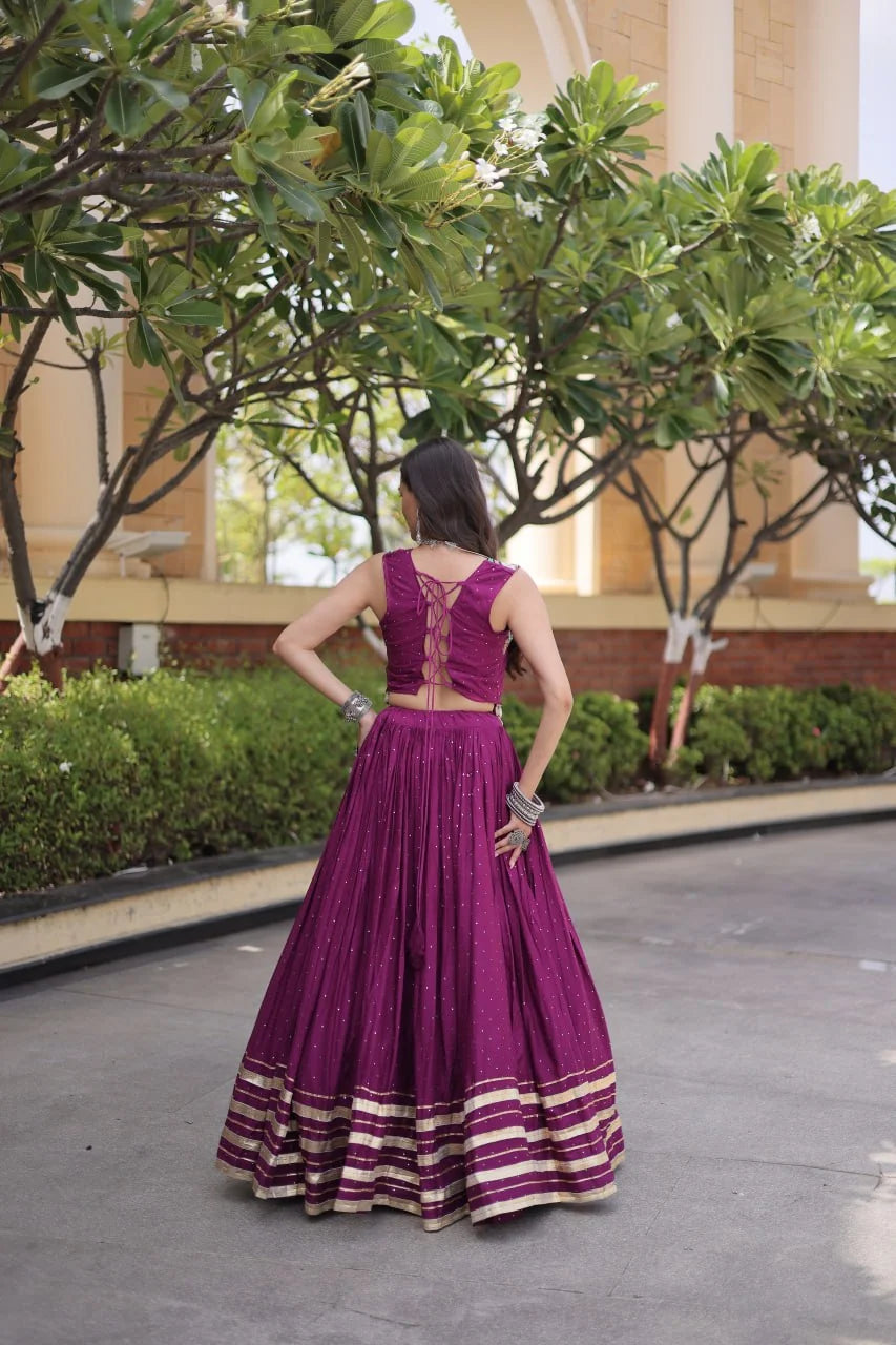 Reyon Navratri Lehenga Choli with Mukesh & Gamthi Mirror Work