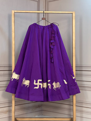 Premium Roman Navratri Lehenga with Cow & Swastik Gota Lace Work