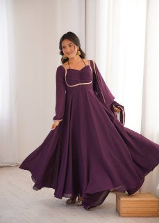 Premium Fox Blooming Georgette 7 Meter Flared Anarkali Gown Set