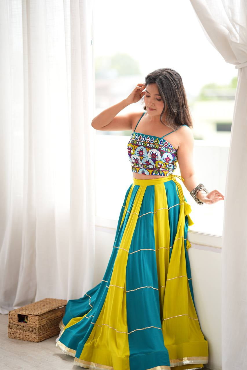 Premium Heavy Rayon Lehenga Choli with Gota Patti, Lace & Mirror Work