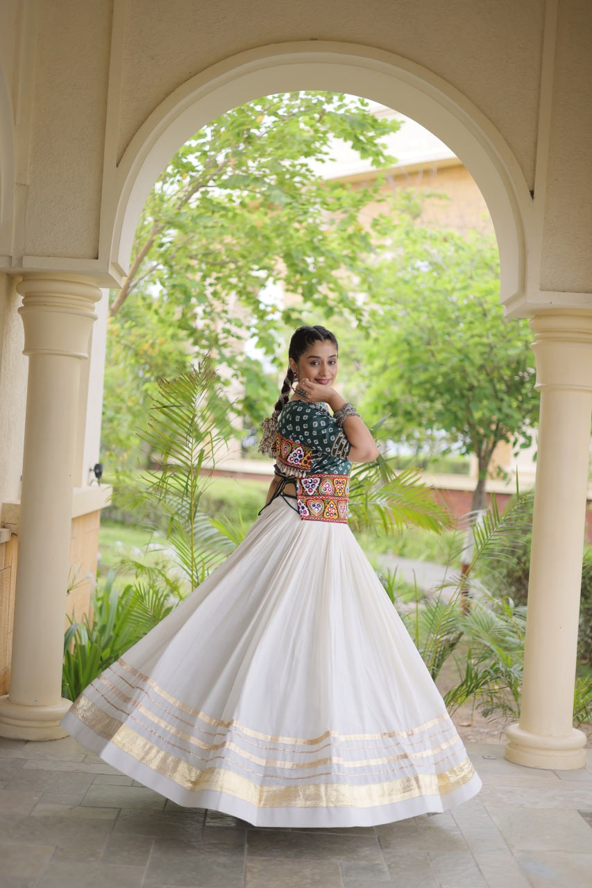 Premium Cora Cotton Navratri Lehenga Choli with Gota Patti & Gamthi Work