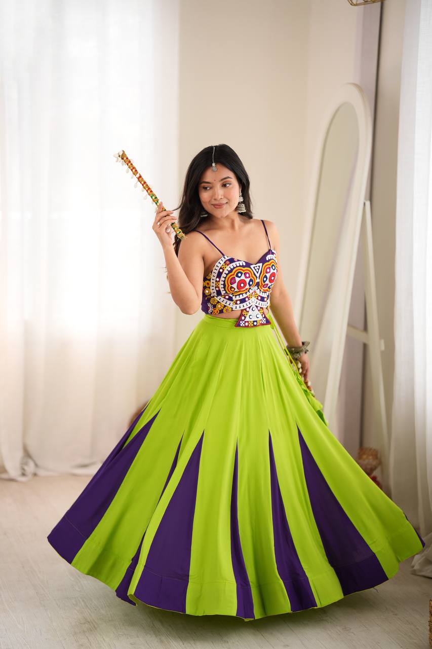 Premium Heavy Rayon Lehenga Choli with Gota Patti, Lace & Mirror Work