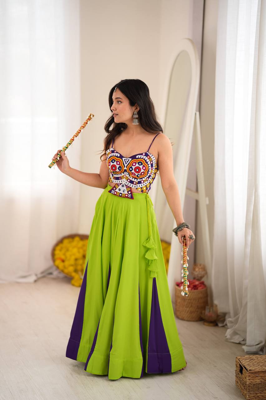 Premium Heavy Rayon Lehenga Choli with Gota Patti, Lace & Mirror Work