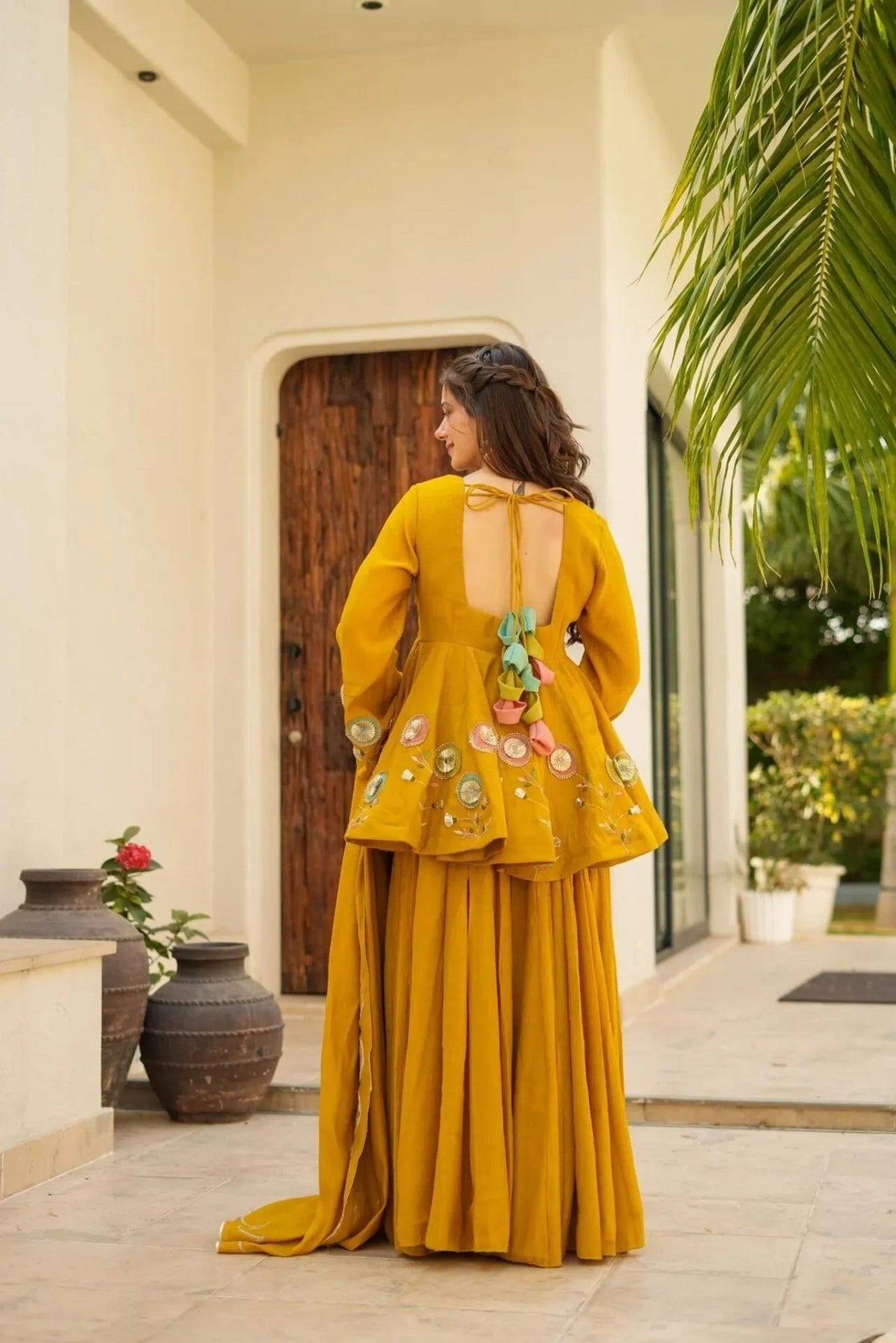 Premium Soft Chinon Palazzo Set with Hand Patch Gota Work & Designer Dupatta