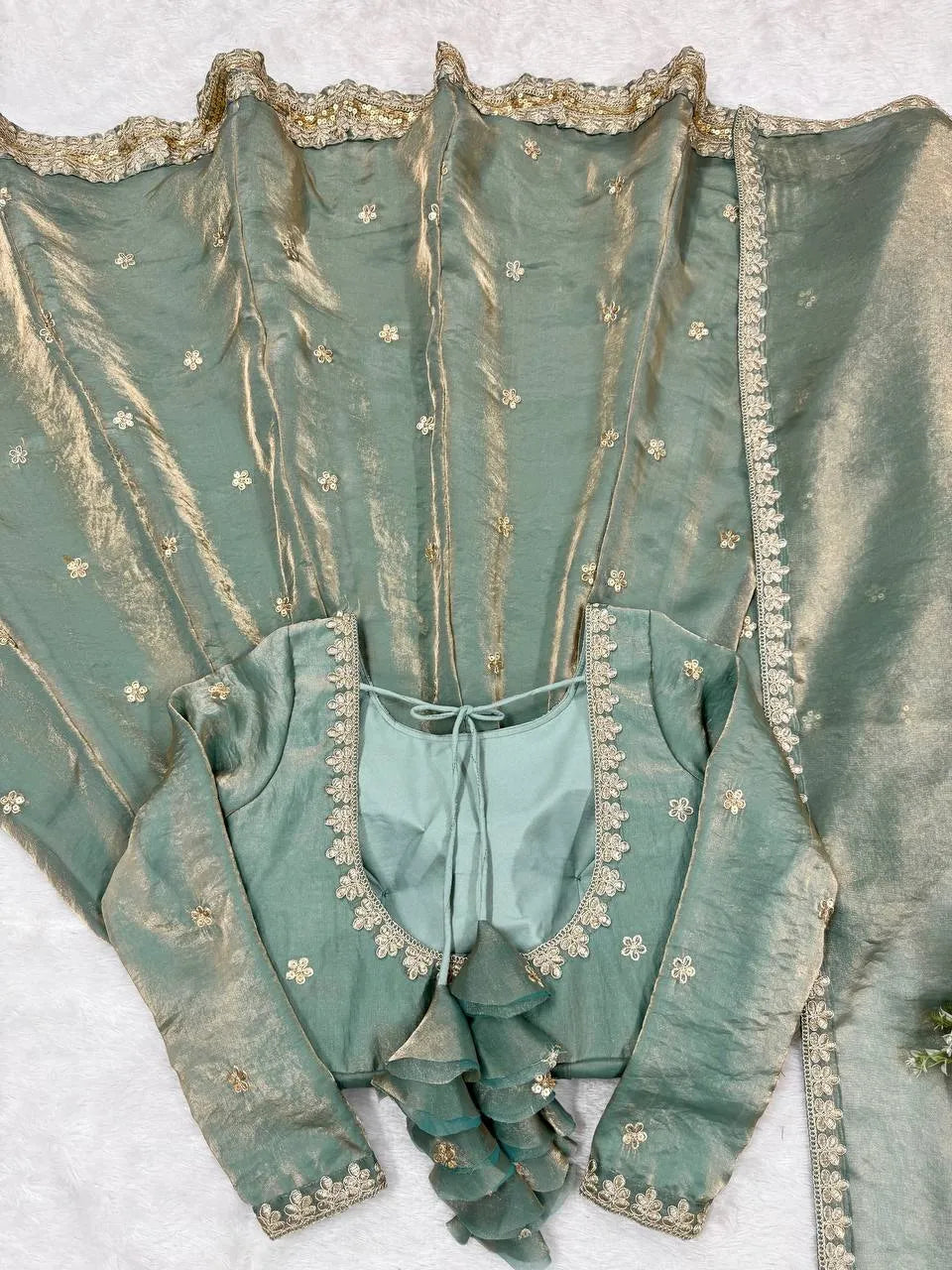 Premium Fandy Silk Gown Set with Coding, Sequin & Thread Work Dupatta